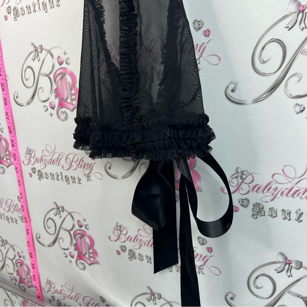Victoria secret Black Sheer Lace Chemise with Bow Detail - Intimates apron - Picture 10 of 16